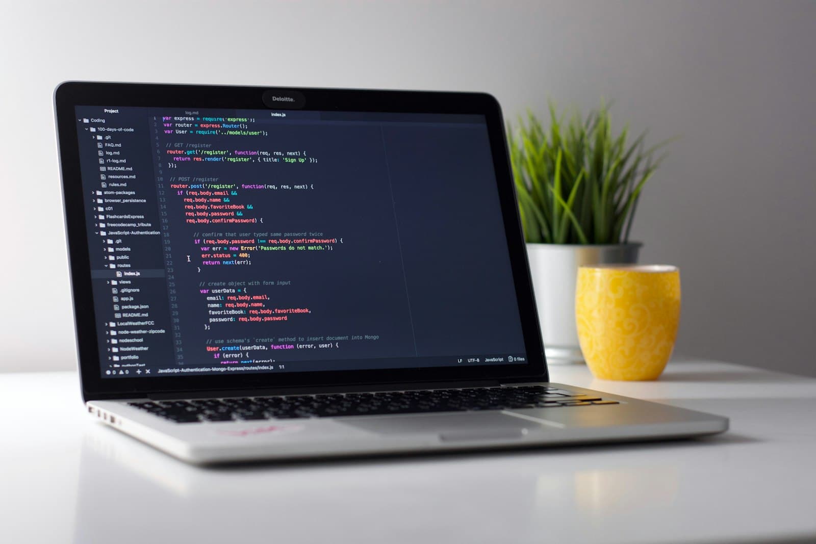Developer working on code